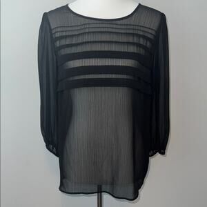 Loft Black Sheer Blouse Top Women's Medium